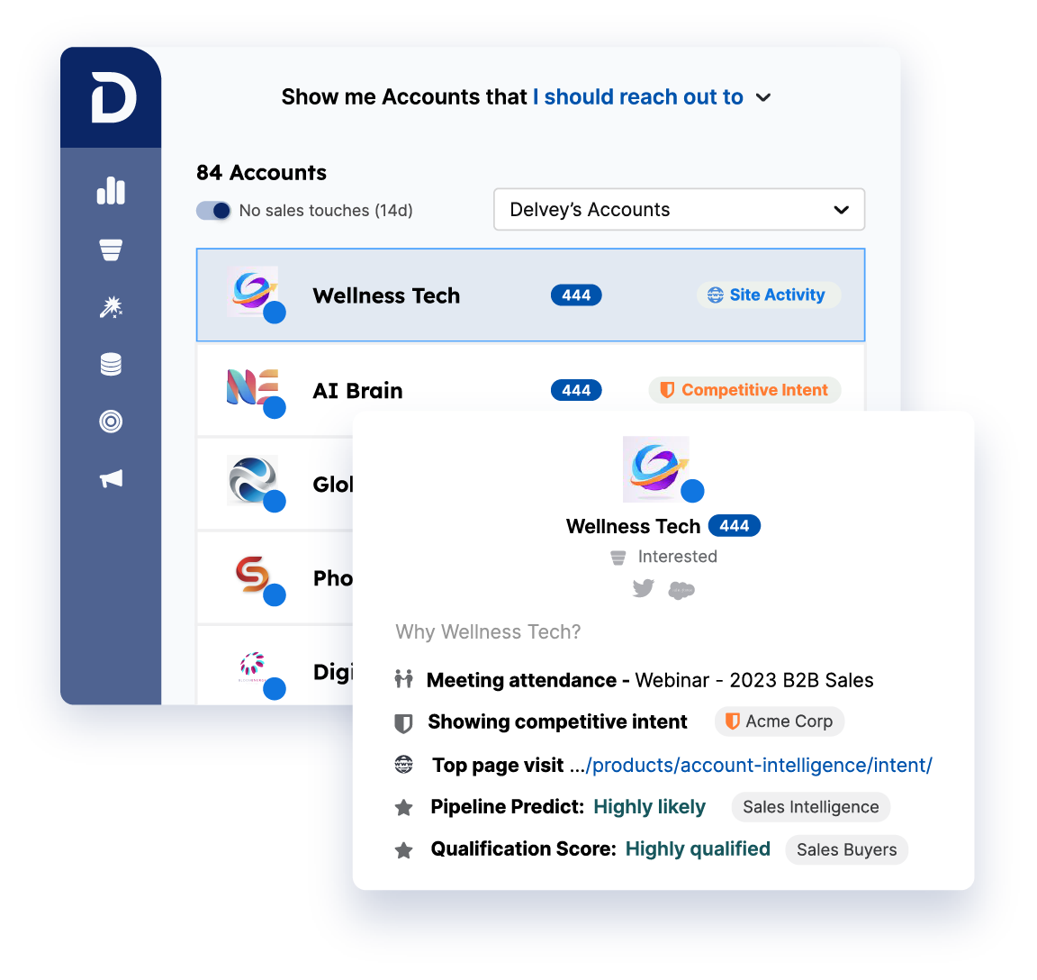 Demandbase One™ user interface Recommended Accounts